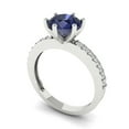 thumbnail image 1 of 1.71ct round cut blue sapphire 18k white gold Bridal Wedding Engagement Promise Anniversary Ring for Women size 4.25, 1 of 7