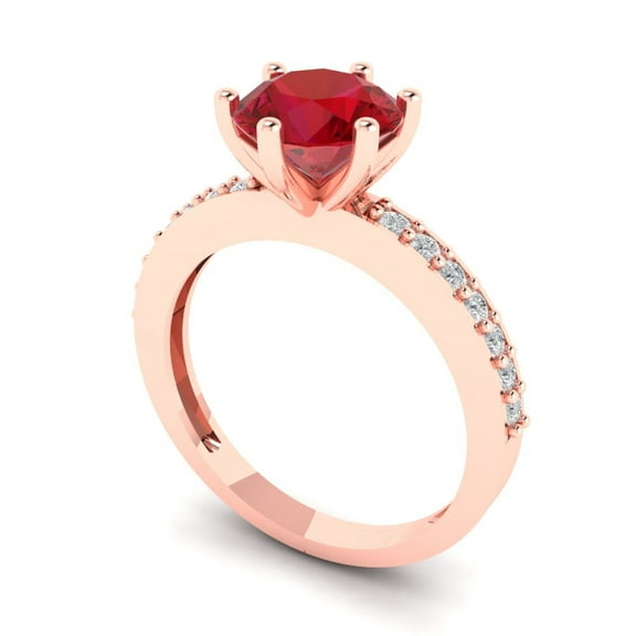 1.71ct round cut tourmaline 14k rose gold Bridal Wedding Engagement Promise Anniversary Ring for Women size 5.5