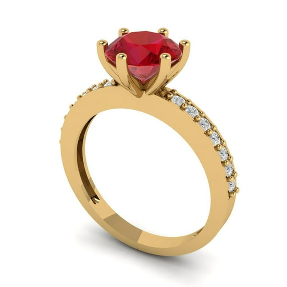 1.71ct round cut tourmaline 14k yellow gold Bridal Wedding Engagement Promise Anniversary Ring for Women size 5.25