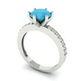 thumbnail image 1 of 1.71ct round cut turquoise 18k white gold Bridal Wedding Engagement Promise Anniversary Ring for Women size 4.25, 1 of 7