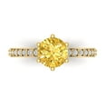 thumbnail image 1 of Clara Pucci 14K Yellow Gold Solid Gold Citrine Solitaire with Accents Anniversary Ring for Women - 1.71 cttw Round Cut, 1 of 8