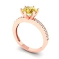 thumbnail image 1 of 1.71ct round cut yellow natural citrine 18k rose gold Bridal Wedding Engagement Promise Anniversary Ring for Women size 4.5, 1 of 7