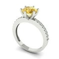 thumbnail image 1 of 1.71ct round cut yellow Zircon 18k white gold Bridal Wedding Engagement Promise Anniversary Ring for Women size 8, 1 of 7