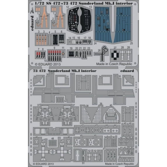 1/72 Aircraft- Sunderland Mk I Interior for ITA (Painted Self Adhesive)