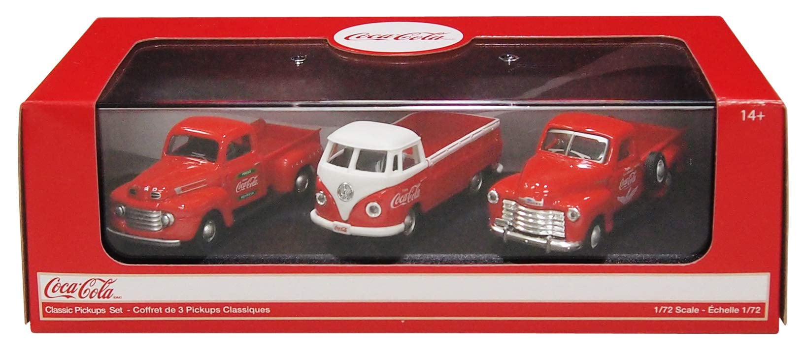 COCA-COLA 1/72 Classic Pickups Set (1948 Ford F1 Pickup, 1962 Volkswagen T1 Pickup & 1953 Chevrolet 3100 Pickup)