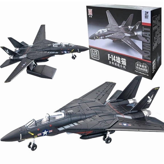 1:72 Creative Military Series Building Blocks New Black F14 Panda Multi Purpose Supersonic Fighter Model Toys For Kids Xmas Gift