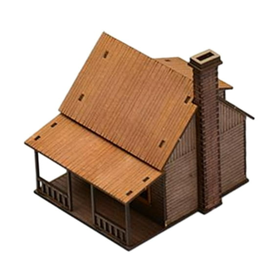 1:72 Desktop Wooden House Model Unassembly Puzzle Hobby Toys DIY Crafts House Architecture Scene for Sand Table Decor Accessory Layout Style A