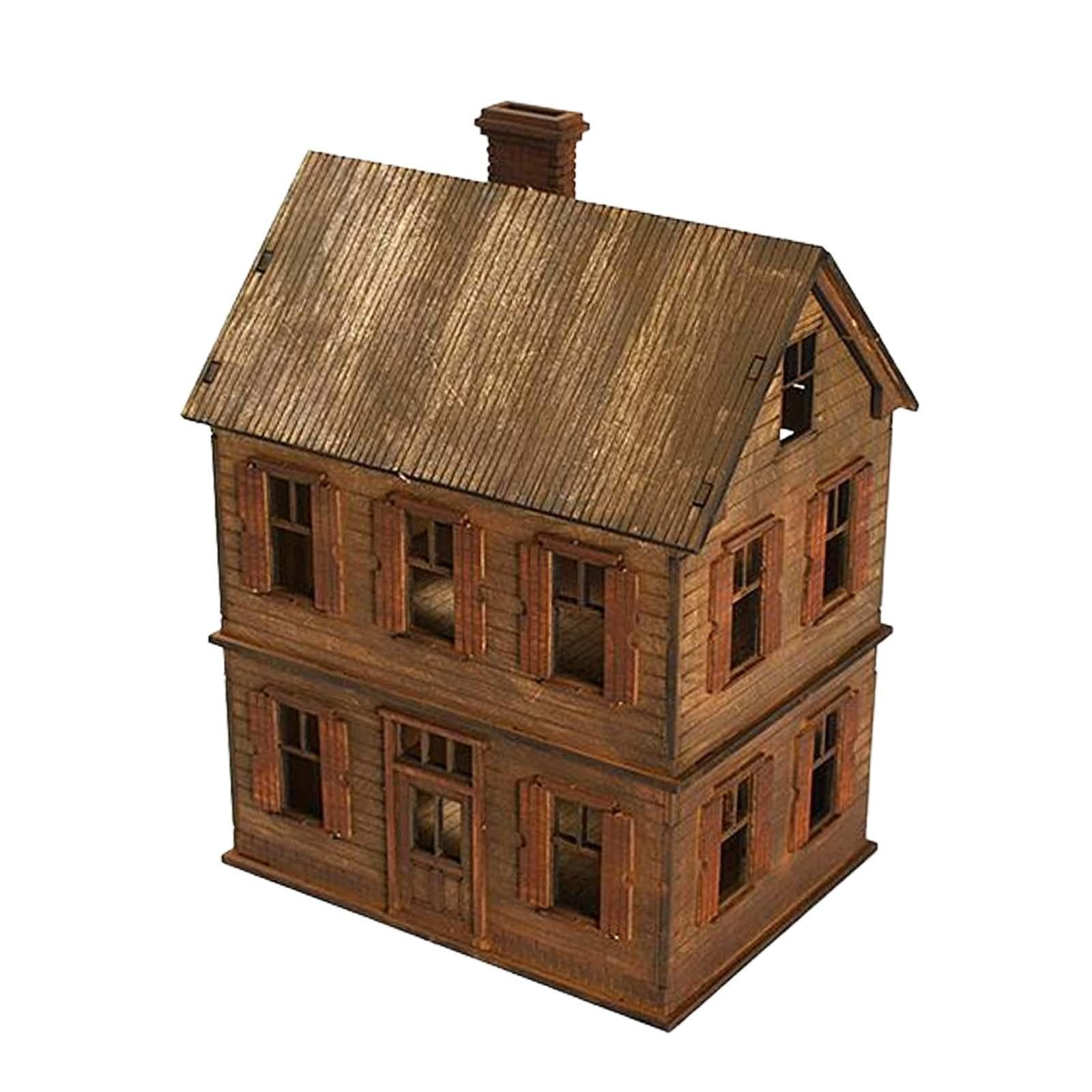 1/35 DIY Assembly Building Model Kits 3D Puzzles Parent Child Interaction Wooden Style B