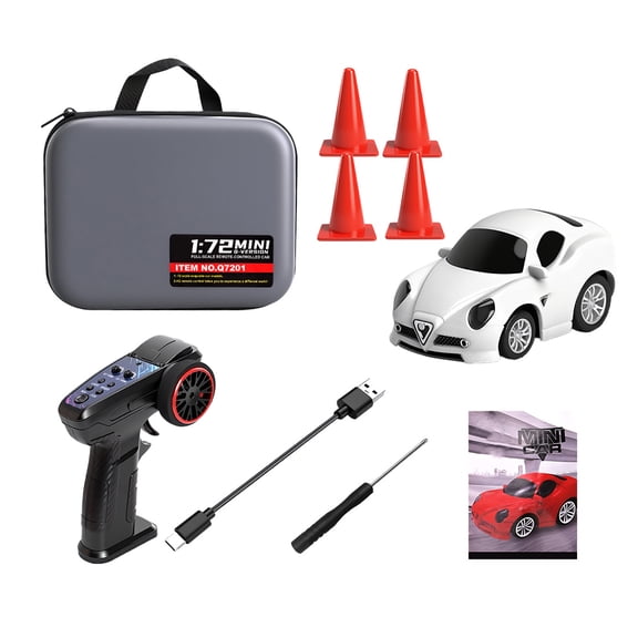 1:72 Mini RC Car 2.4G Pocket Racing Car Gyro LED White RTR