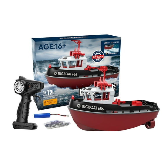 1/72 Scale RC Boat with High Speed, 2.4Ghz Waterproof Electric Remote Control Tugboat Model, Long Endurance RC Turbo Jet Boat Toy Gift for Enthusiasts