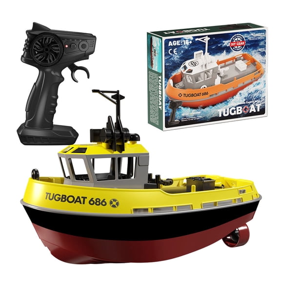 1/72 Scale RC Tugboat, 2.4GHz Turbojet Pump Electric RC Boat with Capsize Recovery, Waterproof Watercraft Model for Pools & Lakes