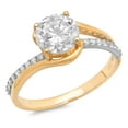 thumbnail image 1 of 1.72 ct Brilliant Round Cut Genuine Cultured Diamond SI1-SI2 G-H 18K White Yellow Gold Promise Wedding Statement Engagement Designer Ring size 10.5, 1 of 6