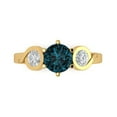 thumbnail image 1 of Three-Stone Engagement Ring for Women - 1.72ct Natural London Blue Topaz in 18K Yellow Gold Promise Ring, 1 of 6