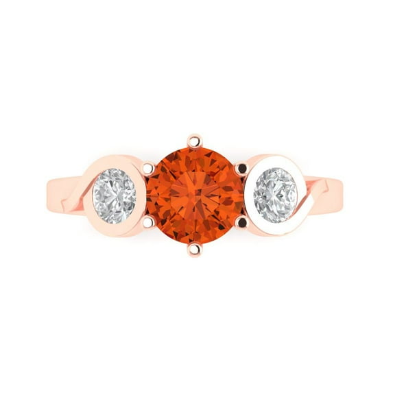 Three-Stone Engagement Ring for Women - 1.72ct Simulated Red Diamond in 14K Rose Gold Promise Ring