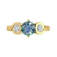 thumbnail image 1 of Clara Pucci 14K Yellow Gold 1.72ct BlueMoissanite Three-Stone Ring, 1 of 8