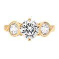 thumbnail image 1 of 1.72 ct Round Cut Genuine Cultured Diamond SI1-SI2 J-K 18K Yellow Gold Three-Stone Promise Wedding Statement Engagement Designer Ring W/ Crystal side stones size 4.5, 1 of 6
