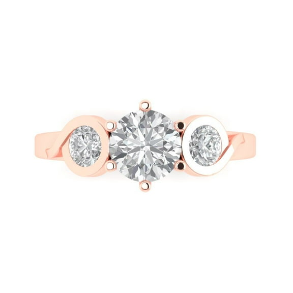 1.72 ct Round Cut Moissanite Three-Stone Engagement Ring for Women in 14K Rose Gold