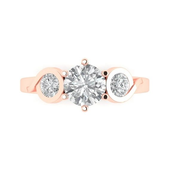 Clara Pucci 14K Rose Gold 1.72ct Moissanite Three-Stone Ring for Women