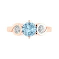 thumbnail image 1 of 1.72 ct Round Cut Natural Aquamarine Three-Stone Engagement Ring for Women in 18K Rose Gold, 1 of 5