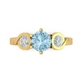 thumbnail image 1 of 1.72 ct Round Cut Natural Aquamarine Three-Stone Engagement Ring for Women in 18K Yellow Gold, 1 of 5