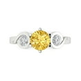 thumbnail image 1 of Clara Pucci 14K White Gold Solid Gold Citrine Three-Stone Anniversary Ring for Women - 1.72 cttw Round Cut, 1 of 8