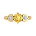 thumbnail image 1 of Clara Pucci 14K Yellow Gold Solid Gold Citrine Three-Stone Anniversary Ring for Women - 1.72 cttw Round Cut, 1 of 8