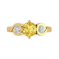 1.72 ctw 3 Stone Anniversary Ring for Women | Round Cut Natural Citrine | Hyperallergenic Solid 18K Yellow Gold