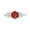 thumbnail image 1 of 1.72 ct Round Cut Natural Garnet Three-Stone Engagement Ring for Women in 18K White Gold, 1 of 5