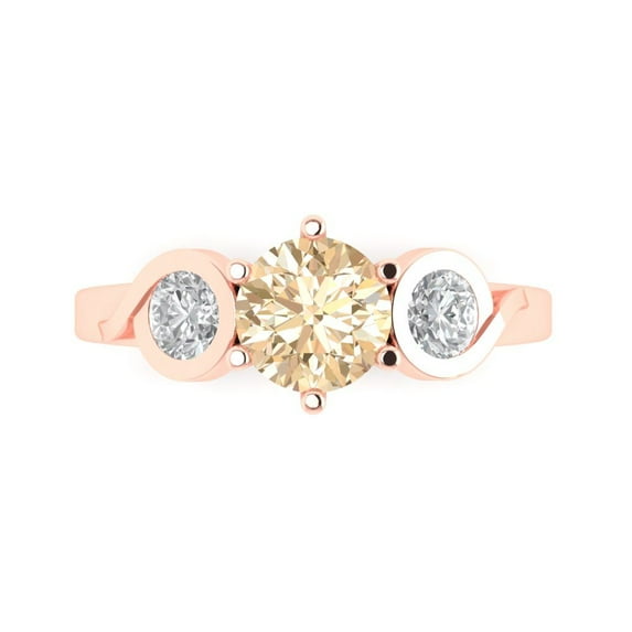 1.72 ct Round Cut Natural Morganite Three-Stone Engagement Ring for Women in 18K Rose Gold