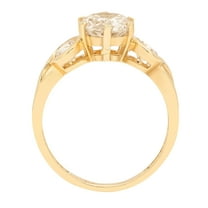 1.72 ct Round Cut Natural Morganite Three-Stone Engagement Ring for Women in 18K Yellow Gold