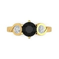 thumbnail image 1 of Clara Pucci 14K Yellow Gold Solid Gold Onyx Three-Stone Anniversary Ring for Women - 1.72 cttw Round Cut, 1 of 8