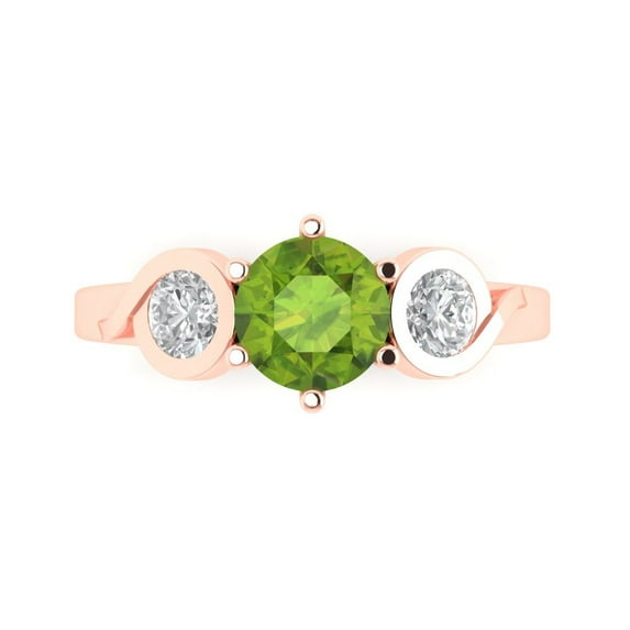 1.72 ctw 3 Stone Anniversary Ring for Women | Round Cut Natural Peridot | Hyperallergenic Solid 18K Rose Gold