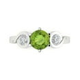 thumbnail image 1 of 1.72 ctw 3 Stone Anniversary Ring for Women | Round Cut Natural Peridot | Hyperallergenic Solid 18K White Gold, 1 of 5