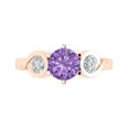thumbnail image 1 of Clara Pucci 14K Rose Gold Solid Gold Alexandrite Three-Stone Anniversary Ring for Women - 1.72 cttw Round Cut, 1 of 8
