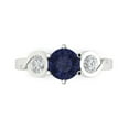 thumbnail image 1 of Clara Pucci 14K White Gold Solid Gold BlueSapphire Three-Stone Anniversary Ring for Women - 1.72 cttw Round Cut, 1 of 8