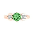 thumbnail image 1 of Clara Pucci 14K Rose Gold Solid Gold Green Three-Stone Anniversary Ring for Women - 1.72 cttw Round Cut, 1 of 8