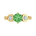 thumbnail image 1 of 1.72 ctw 3 Stone Anniversary Ring for Women | Round Cut Simulated Green Diamond | Hyperallergenic Solid 18K Yellow Gold, 1 of 5
