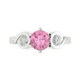thumbnail image 1 of 1.72 ct Round Cut Simulated Pink Diamond 3 Stone 18K White Gold Womens Engagement Ring, 1 of 5