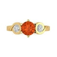 thumbnail image 1 of 1.72 ctw 3 Stone Anniversary Ring for Women | Round Cut Simulated Red Diamond | Hyperallergenic Solid 18K Yellow Gold, 1 of 5