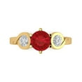 thumbnail image 1 of 1.72 ct Round Cut Simulated Ruby Three-Stone Engagement Ring for Women in 18K Yellow Gold, 1 of 5