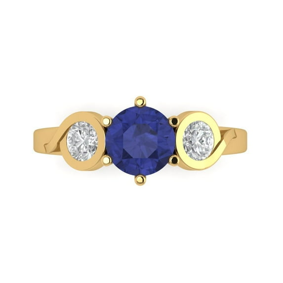 Clara Pucci 14K Yellow Gold 1.72ct Tanzanite Three-Stone Ring for Women
