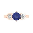 thumbnail image 1 of 1.72 ct Round Cut Simulated Tanzanite Three-Stone Engagement Ring for Women in 18K Rose Gold, 1 of 5