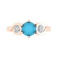 thumbnail image 1 of 1.72 ct Round Cut Simulated Turquoise 3 Stone 18K Rose Gold Womens Engagement Ring, 1 of 5