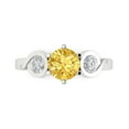 thumbnail image 1 of Clara Pucci 14K White Gold Solid Gold Yellow Three-Stone Anniversary Ring for Women - 1.72 cttw Round Cut, 1 of 8