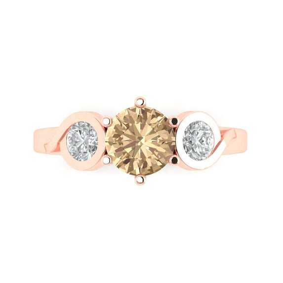 1.72 ctw 3 Stone Anniversary Ring for Women | Round Cut Yellow Moissanite | Hyperallergenic Solid 18K Rose Gold