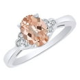 thumbnail image 1 of AFFY (1.72 cttw) Simulated Pink Morganite & White Natural Diamond Engagement Wedding Ring In 14k White Gold With Ring Size -12, 1 of 1