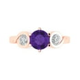 thumbnail image 1 of Three-Stone Engagement Ring for Women - 1.72ct Natural Amethyst in 18K Rose Gold Promise Ring, 1 of 6
