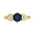 thumbnail image 1 of 1.72 ct Round Cut Simulated Blue Sapphire Three-Stone Engagement Ring for Women in 18K Yellow Gold, 1 of 5