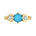 thumbnail image 1 of 1.72 ct Round Cut Simulated Turquoise Three-Stone Engagement Ring for Women in 18K Yellow Gold, 1 of 5