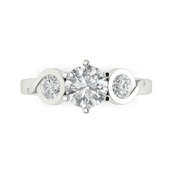 Clara Pucci 14K White Gold 1.72ct Moissanite Three-Stone Ring for Women